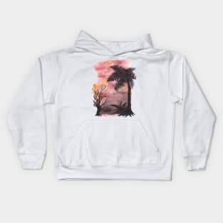 Palm trees and sunset Kids Hoodie